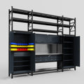 M121 Modular Work Bench with Shelves - H3100mm x W3840mm | Stainless WBT | Dark Grey