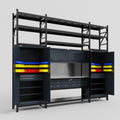 M121 Modular Work Bench with Shelves - H3100mm x W3840mm | Stainless WBT | Dark Grey