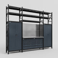 M121 Modular Work Bench with Shelves - H3100mm x W3840mm | Stainless WBT | Dark Grey
