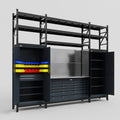M121 Modular Work Bench with Shelves - H3100mm x W3840mm | Stainless WBT | Dark Grey