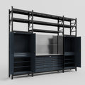 M121 Modular Work Bench with Shelves - H3100mm x W3840mm | Stainless WBT | Dark Grey