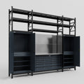 M121 Modular Work Bench with Shelves - H3100mm x W3840mm | Stainless WBT | Dark Grey