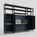 M121 Modular Work Bench with Shelves - H3100mm x W3840mm | Stainless WBT | Dark Grey