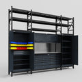 M121 Modular Work Bench with Shelves - H3100mm x W3840mm | Stainless WBT | Dark Grey