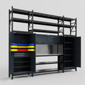 M121 Modular Work Bench with Shelves - H3100mm x W3840mm | Stainless WBT | Dark Grey