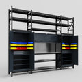 M121 Modular Work Bench with Shelves - H3100mm x W3840mm | Stainless WBT | Dark Grey