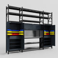 M121 Modular Work Bench with Shelves - H3100mm x W3840mm | Stainless WBT | Dark Grey