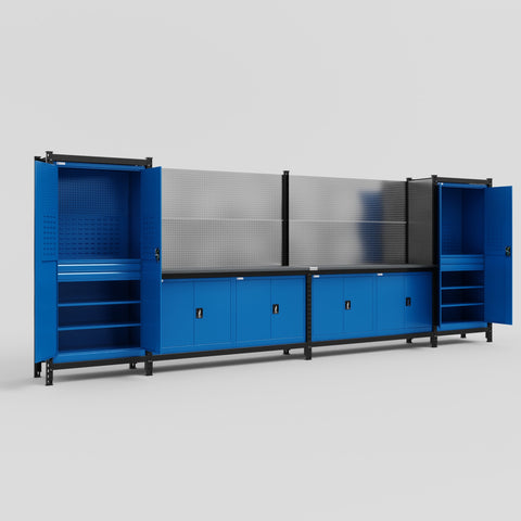 M1221 Modular Work Bench - H2100mm x W5700mm | Laminate WBT | Blue