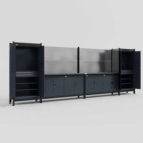 M1221 Modular Work Bench - H2100mm x W5700mm | Laminate WBT | Dark Grey