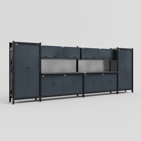 M1221 Modular Work Bench - H2100mm x W5700mm | Laminate WBT | Dark Grey