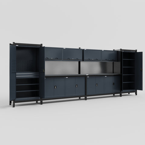 M1221 Modular Work Bench - H2100mm x W5700mm | Laminate WBT | Dark Grey