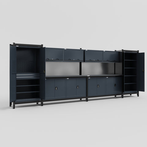 M1221 Modular Work Bench - H2100mm x W5700mm | Laminate WBT | Dark Grey