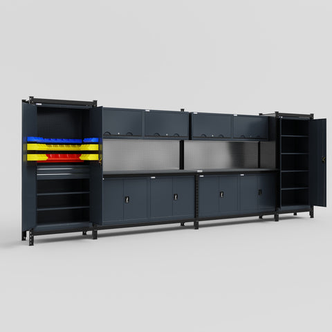 M1221 Modular Work Bench - H2100mm x W5700mm | Laminate WBT | Dark Grey