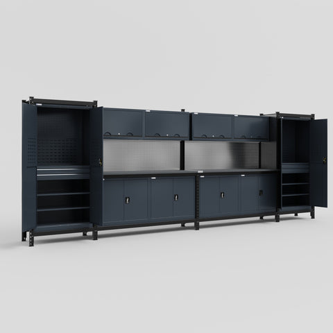 M1221 Modular Work Bench - H2100mm x W5700mm | Laminate WBT | Dark Grey