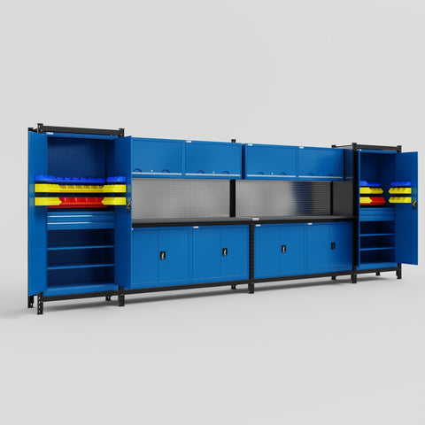 M1221 Modular Work Bench - H2100mm x W5700mm | Laminate WBT | Blue