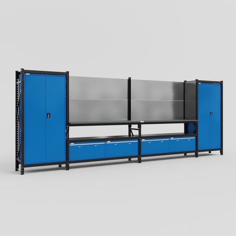 M1221 Modular Work Bench - H2100mm x W5700mm | Laminate WBT | Blue