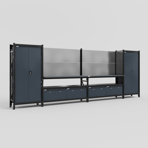 M1221 Modular Work Bench - H2100mm x W5700mm | Laminate WBT | Dark Grey