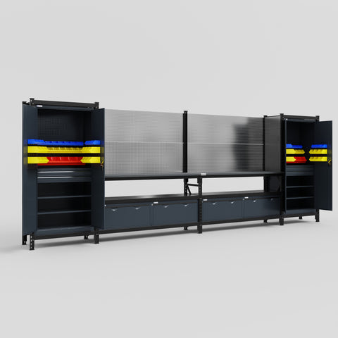 M1221 Modular Work Bench - H2100mm x W5700mm | Laminate WBT | Dark Grey