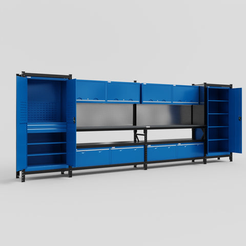 M1221 Modular Work Bench - H2100mm x W5700mm | Laminate WBT | Blue