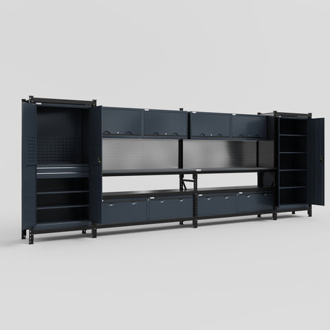 M1221 Modular Work Bench - H2100mm x W5700mm | Laminate WBT | Dark Grey