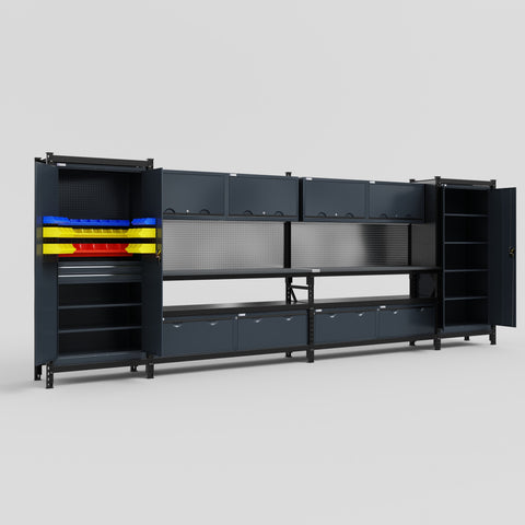 M1221 Modular Work Bench - H2100mm x W5700mm | Laminate WBT | Dark Grey
