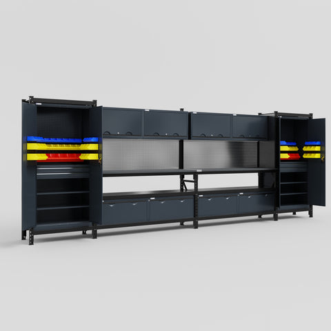 M1221 Modular Work Bench - H2100mm x W5700mm | Laminate WBT | Dark Grey