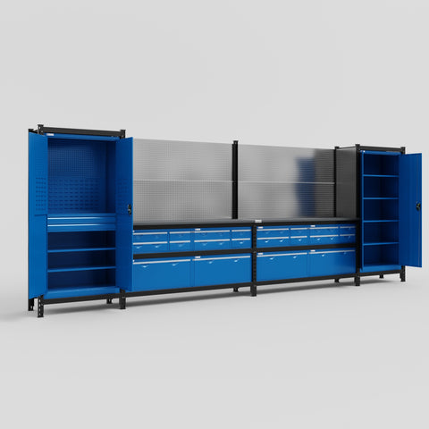 M1221 Modular Work Bench - H2100mm x W5700mm | Laminate WBT | Blue