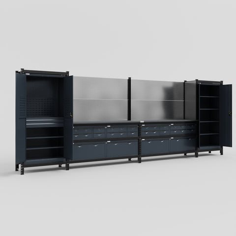 M1221 Modular Work Bench - H2100mm x W5700mm | Laminate WBT | Dark Grey