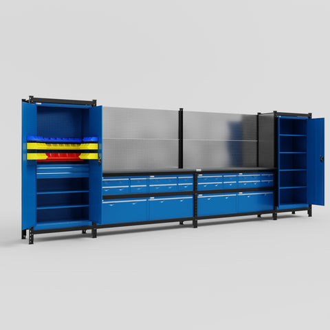M1221 Modular Work Bench - H2100mm x W5700mm | Laminate WBT | Blue