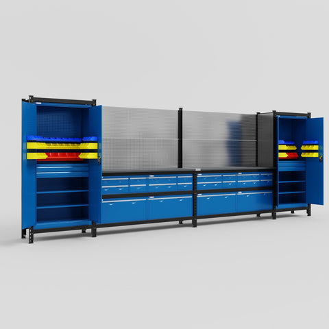 M1221 Modular Work Bench - H2100mm x W5700mm | Laminate WBT | Blue
