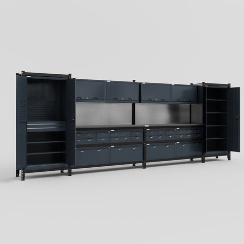 M1221 Modular Work Bench - H2100mm x W5700mm | Laminate WBT | Dark Grey