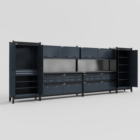 M1221 Modular Work Bench - H2100mm x W5700mm | Laminate WBT | Dark Grey