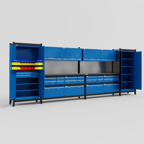 M1221 Modular Work Bench - H2100mm x W5700mm | Laminate WBT | Blue