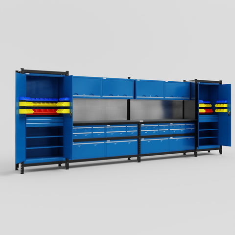 M1221 Modular Work Bench - H2100mm x W5700mm | Laminate WBT | Blue