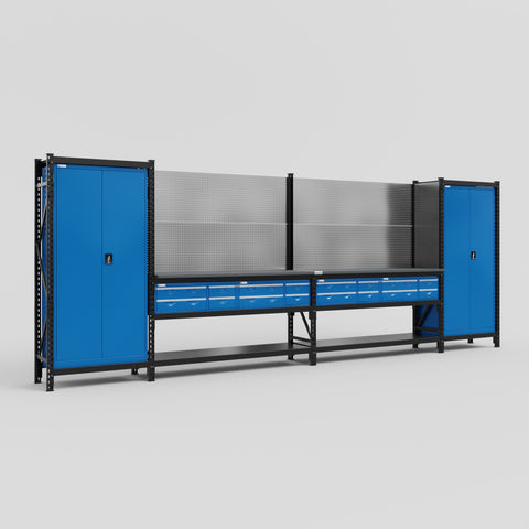 M1221 Modular Work Bench - H2100mm x W5700mm | Laminate WBT | Blue