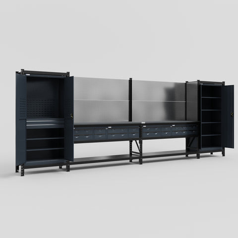 M1221 Modular Work Bench - H2100mm x W5700mm | Laminate WBT | Dark Grey