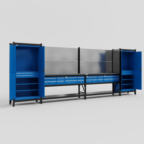 M1221 Modular Work Bench - H2100mm x W5700mm | Laminate WBT | Blue