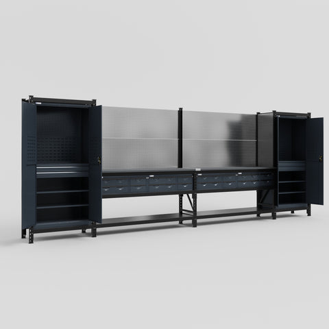 M1221 Modular Work Bench - H2100mm x W5700mm | Laminate WBT | Dark Grey