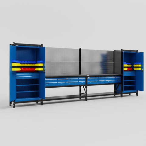 M1221 Modular Work Bench - H2100mm x W5700mm | Laminate WBT | Blue