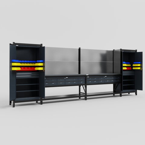 M1221 Modular Work Bench - H2100mm x W5700mm | Laminate WBT | Dark Grey