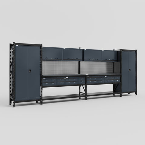 M1221 Modular Work Bench - H2100mm x W5700mm | Laminate WBT | Dark Grey