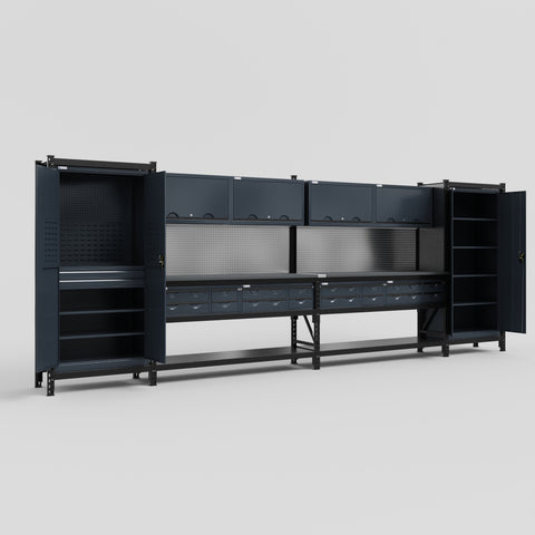 M1221 Modular Work Bench - H2100mm x W5700mm | Laminate WBT | Dark Grey
