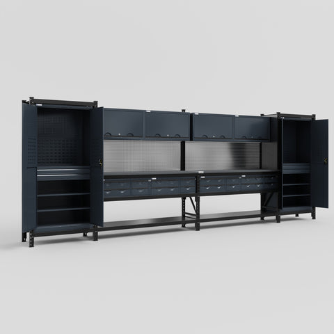 M1221 Modular Work Bench - H2100mm x W5700mm | Laminate WBT | Dark Grey