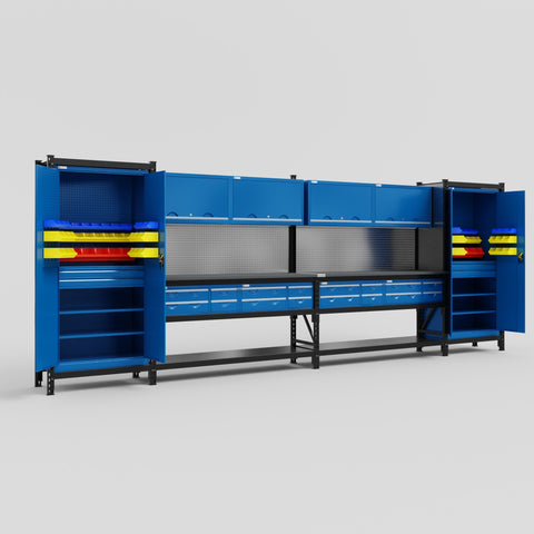 M1221 Modular Work Bench - H2100mm x W5700mm | Laminate WBT | Blue