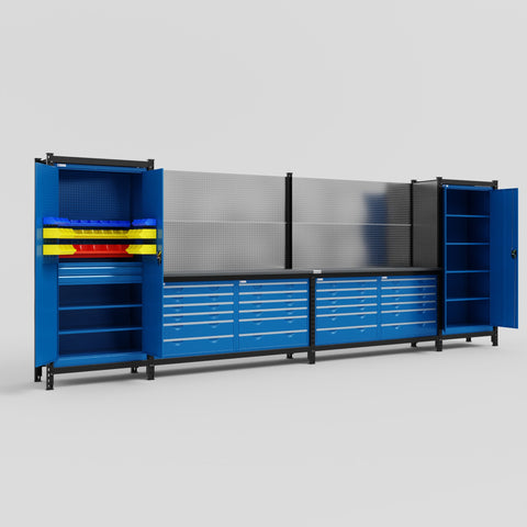 M1221 Modular Work Bench - H2100mm x W5700mm | Laminate WBT | Blue