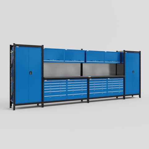 M1221 Modular Work Bench - H2100mm x W5700mm | Laminate WBT | Blue