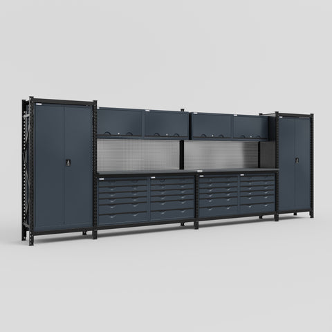 M1221 Modular Work Bench - H2100mm x W5700mm | Laminate WBT | Dark Grey