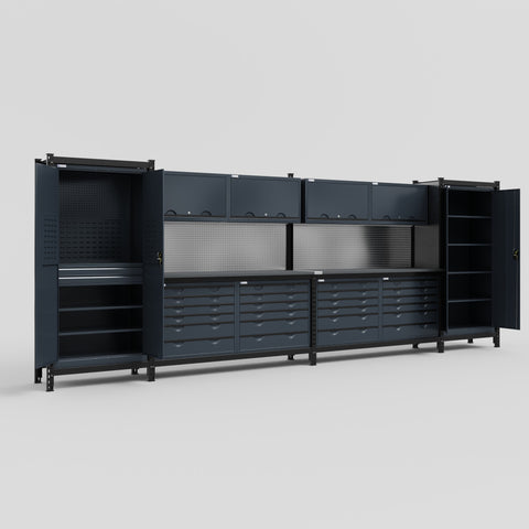 M1221 Modular Work Bench - H2100mm x W5700mm | Laminate WBT | Dark Grey