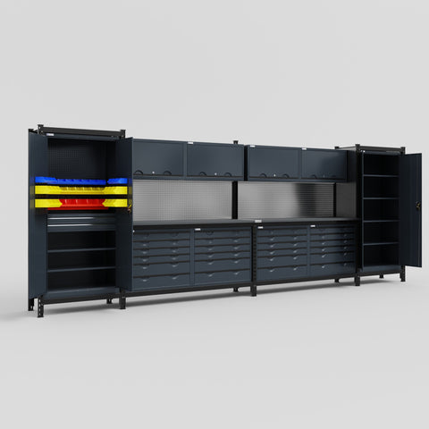 M1221 Modular Work Bench - H2100mm x W5700mm | Laminate WBT | Dark Grey