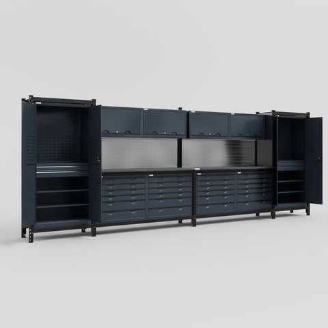 M1221 Modular Work Bench - H2100mm x W5700mm | Laminate WBT | Dark Grey